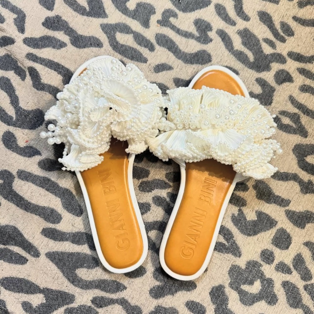 Gianni Bini Cream Embellished Sandals